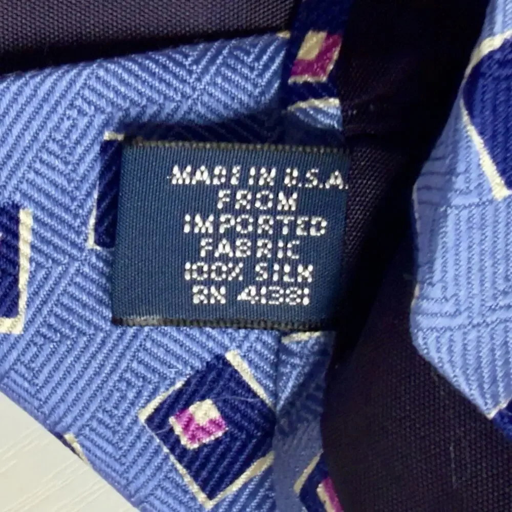 2 Silk Ties Vintage Ralph Lauren Chaps Polo Blue Geometric Red Paisley Handmade